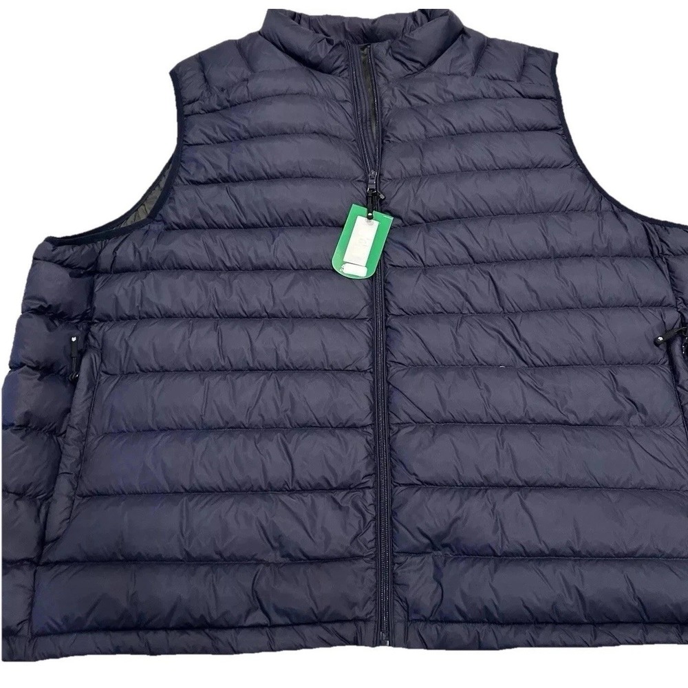 New Men's Down Vest Packable Jacket 3XB Big Man Lightweight Navy Blue